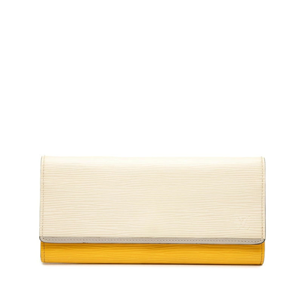 Louis Vuitton Epi Portefeuille Flore Long Wallet White Yellow Leather